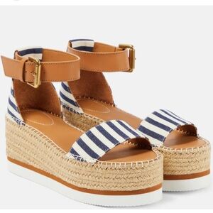 SEE BY CHLOE $350 Glyn Platform Striped Espadrille Sandals
